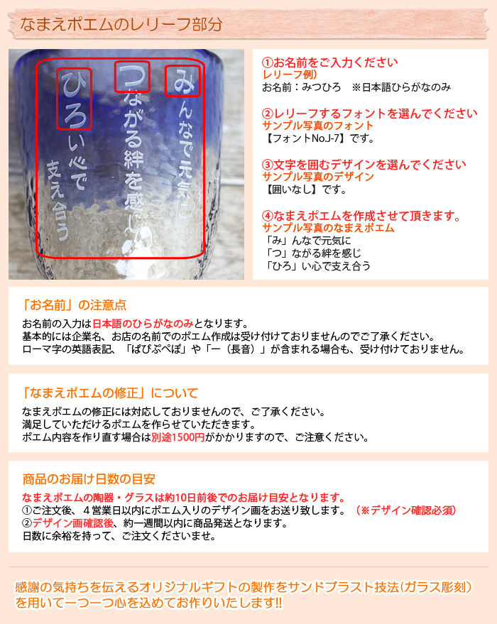 なまえポエムのレリーフ部分